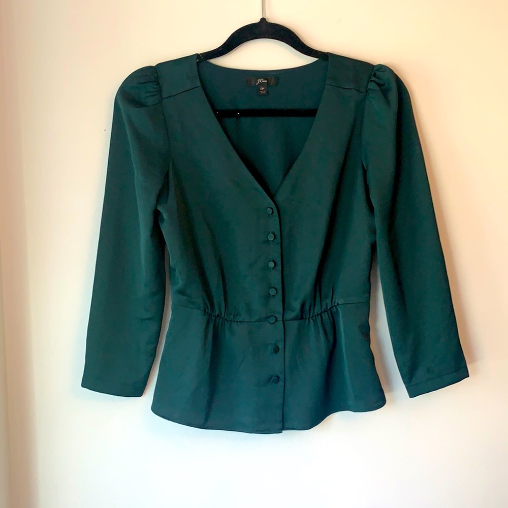 J.Crew Emerald Green Blouse ✨ 0P